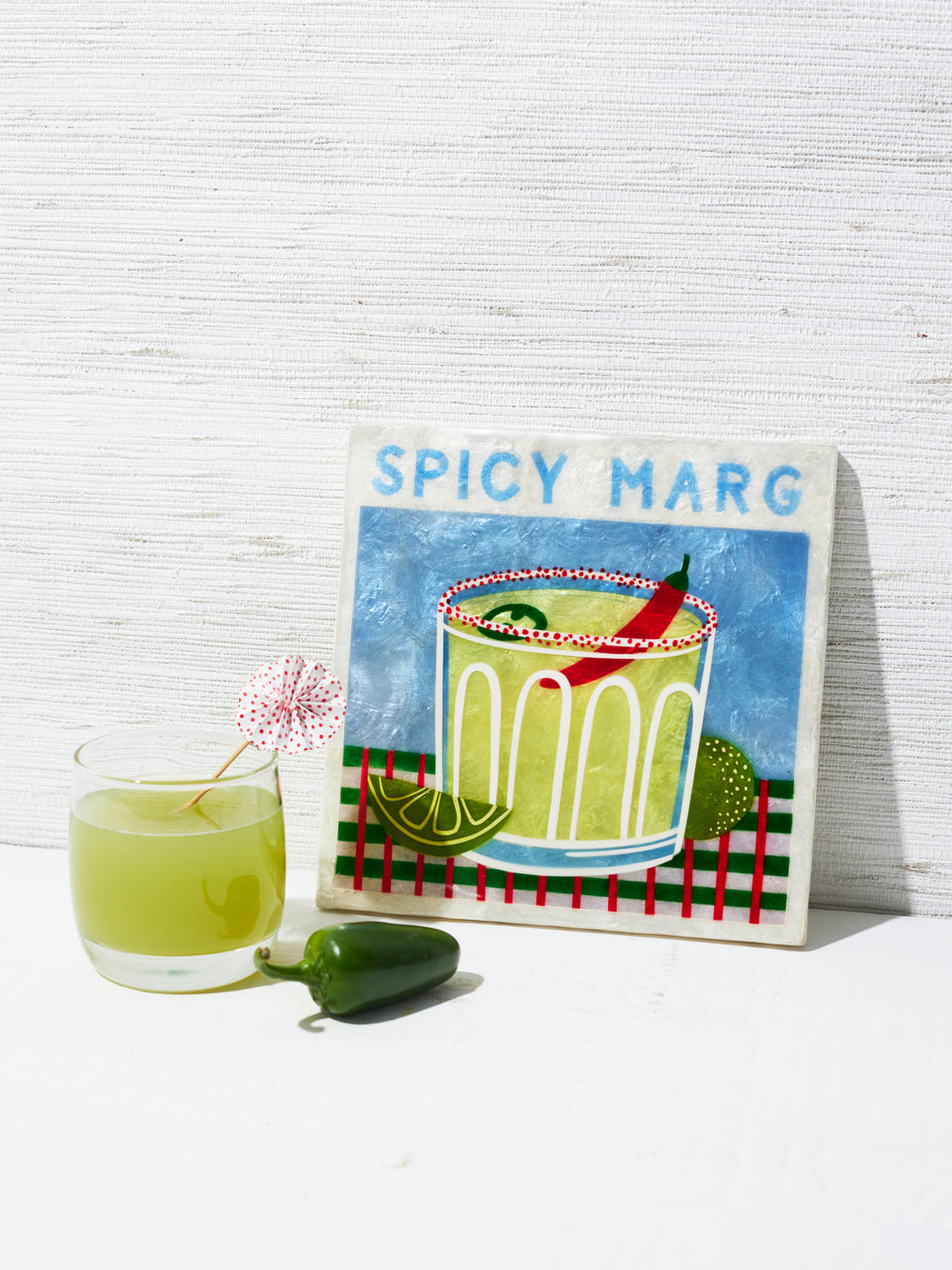 Capiz Shell Art Tile - Happy Hour - Spicy Marg