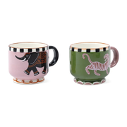 A Dopo Espresso Cups (S/2) - Tiger + Elephant
