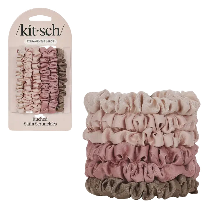 Ultra Petite Satin Scrunchies 6pc - Terracotta