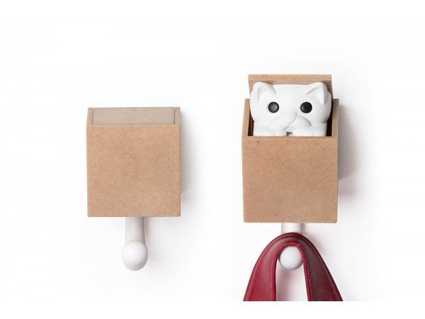 Kitt-A-Boo Wall Hook - White & Brown