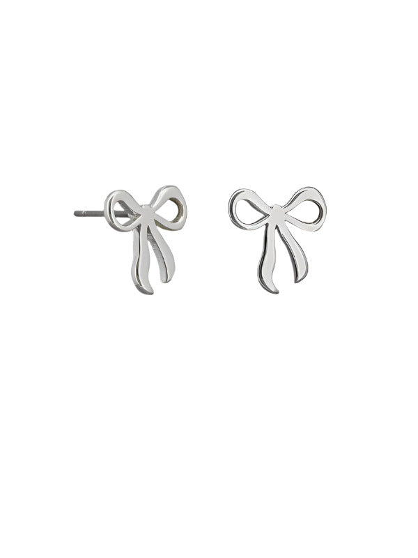 Pippa Bow Stud Earrings - Silver