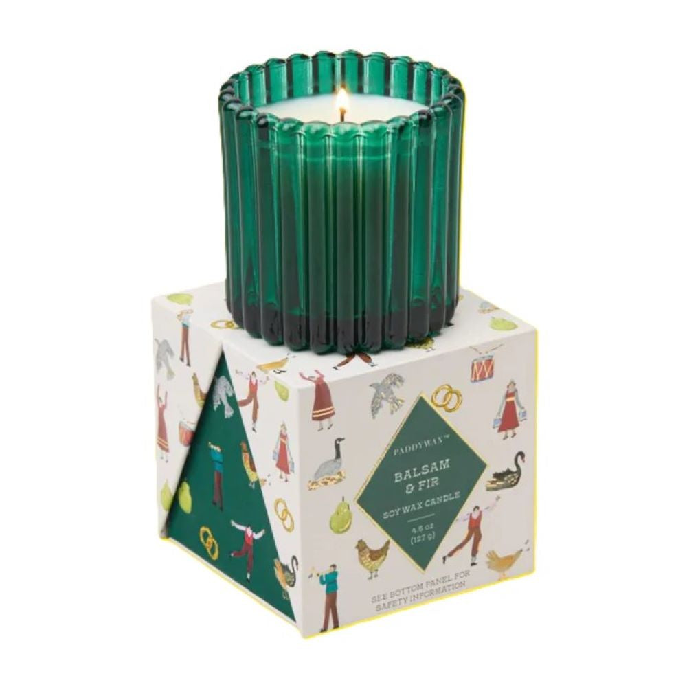 Green Tinted Glass Holiday Candle 4.5oz - Balsam & Fir