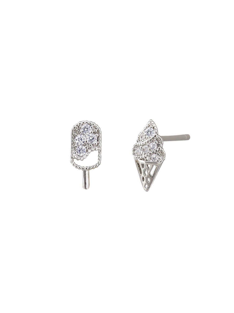 Ice Cream Stud Earrings - Silver