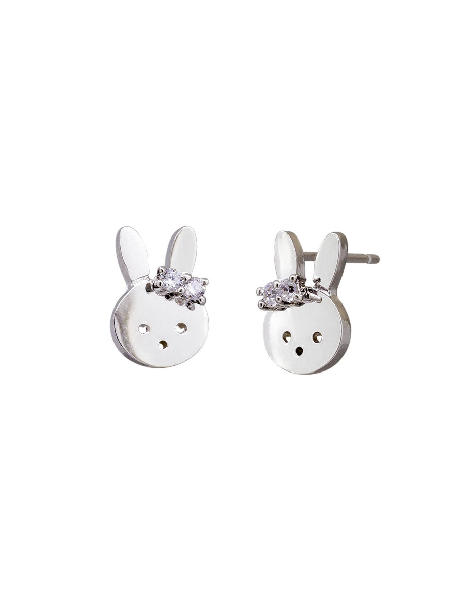 Misty Bunny Stud Earrings - Silver