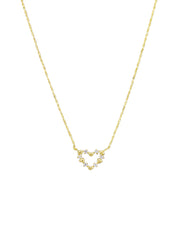 Heart & Crystal Heart Necklace - Gold