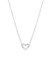 Heart & Crystal Heart Necklace - Silver