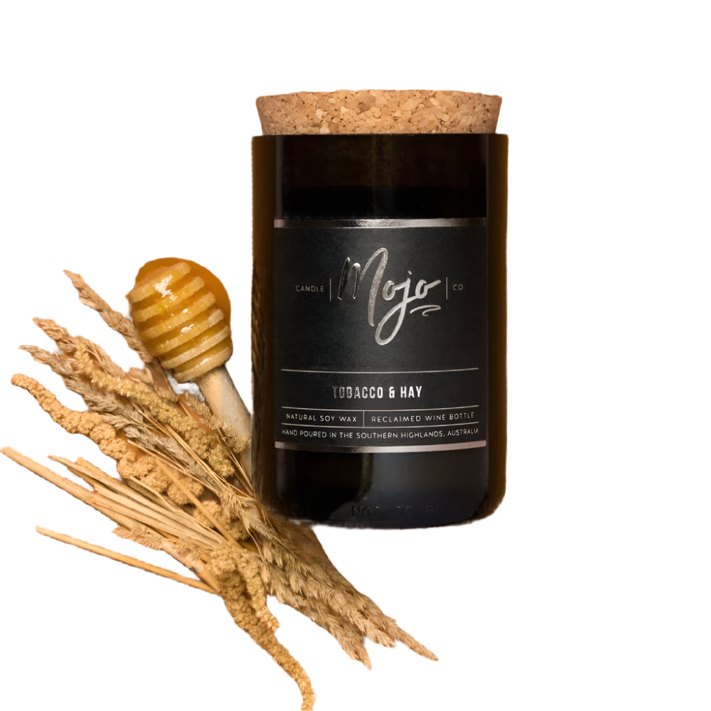 Black Wine Candle - Tobacco & Hay