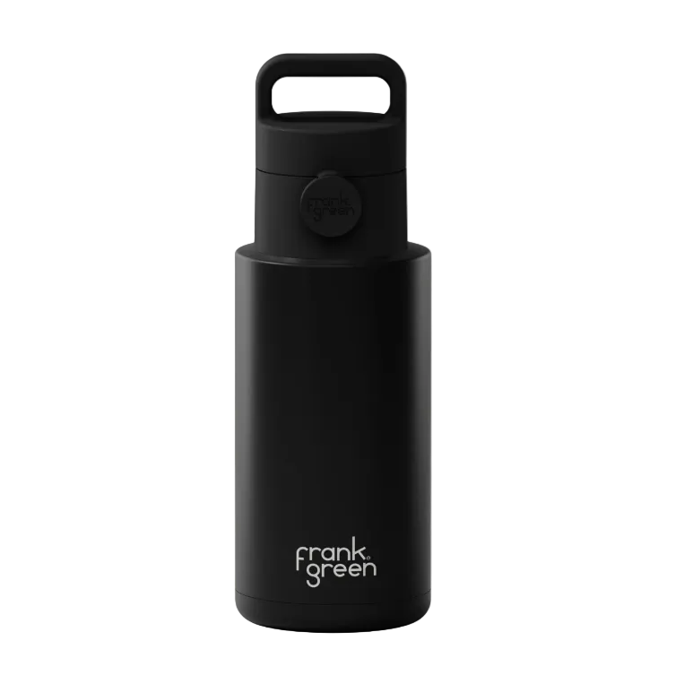 1L Ceramic Bottle + Grip & Sip Lid - Midnight