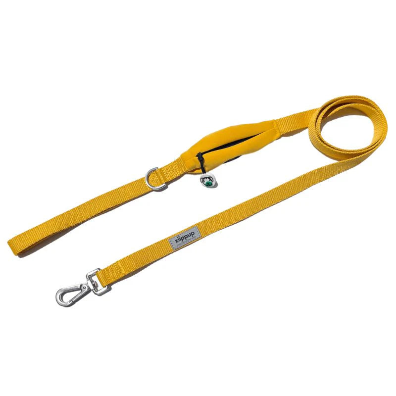 Dog Lead With Poop Bag Holder - Yellow