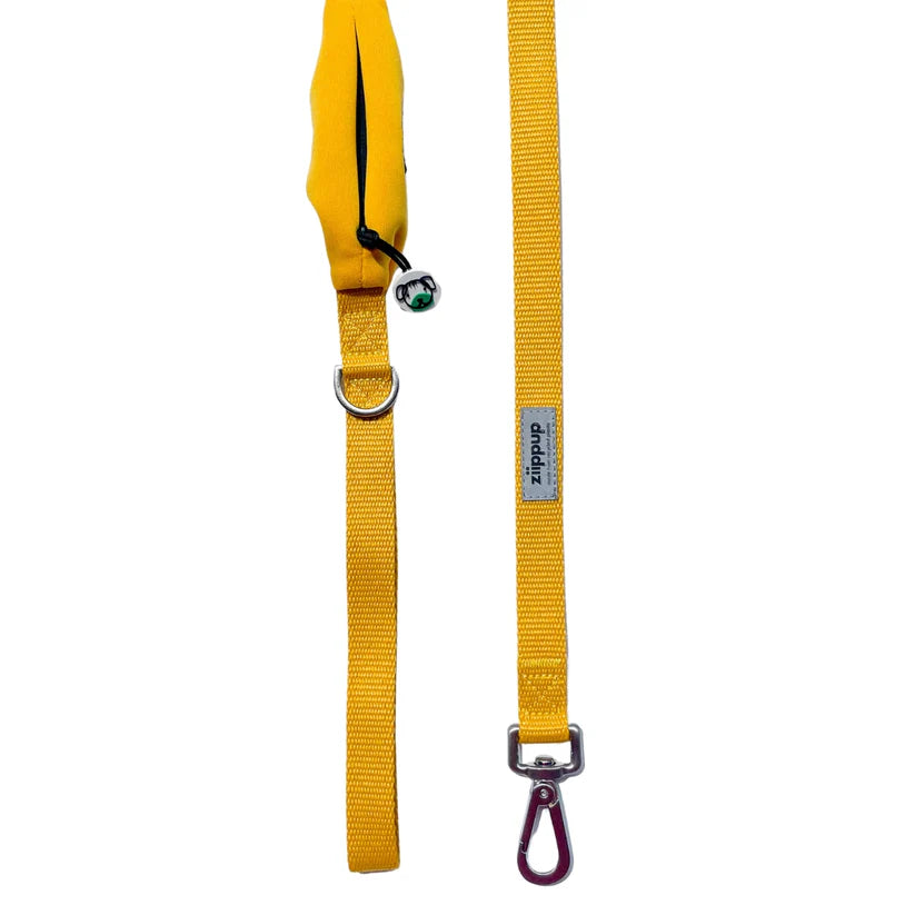 Dog Lead With Poop Bag Holder - Yellow