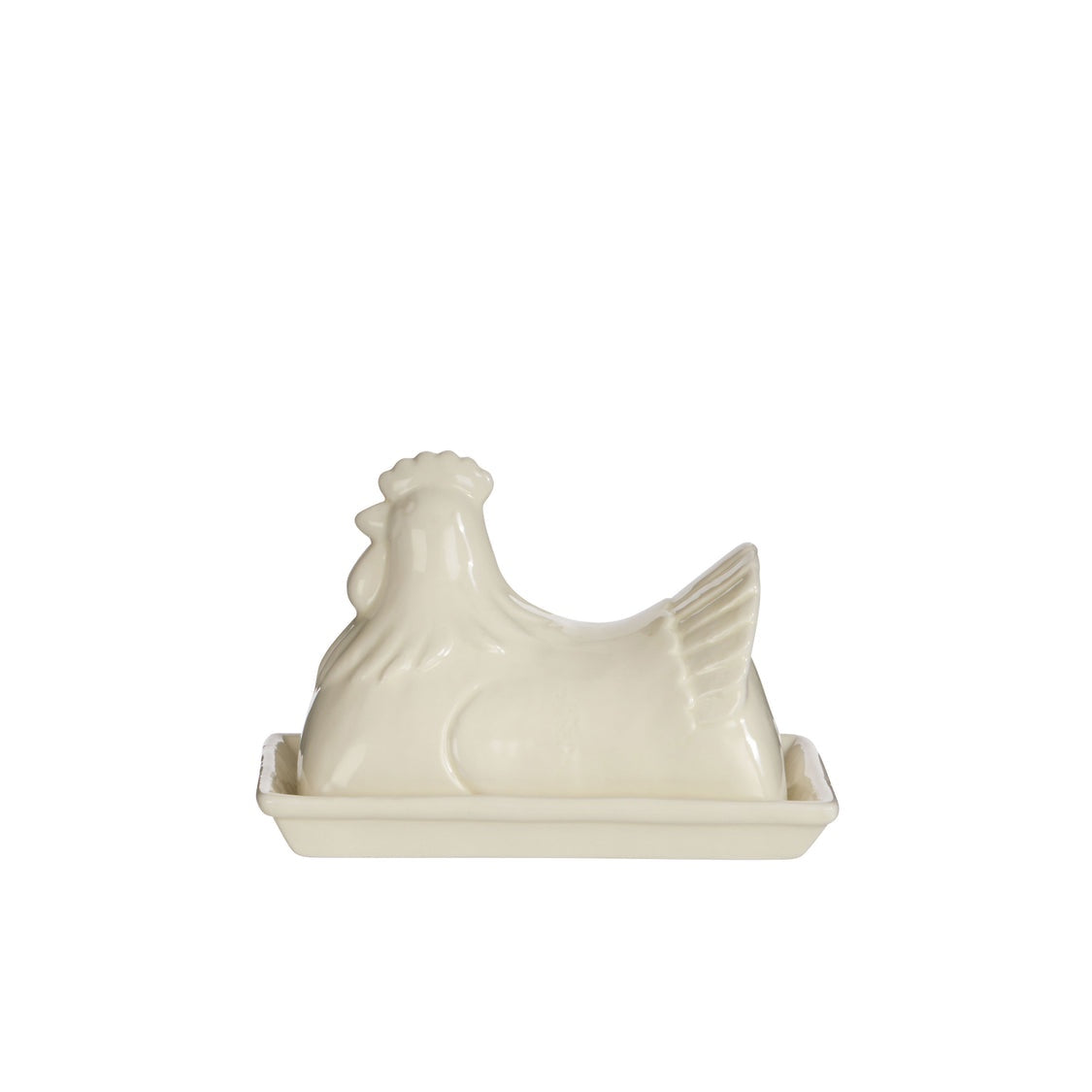 Homestead Hen Butter Dish White
