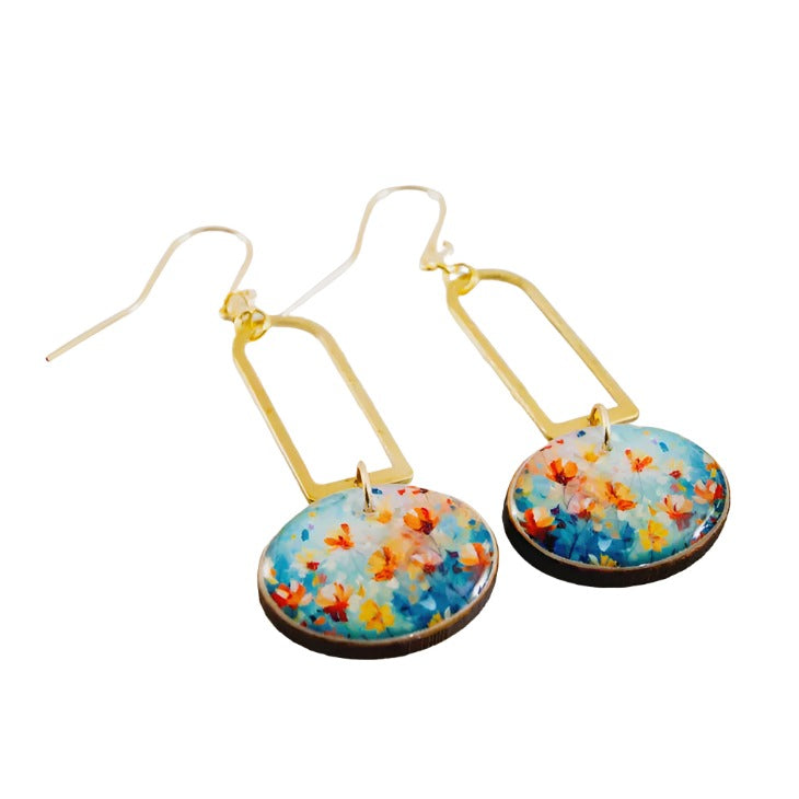 Oval Drop Earrings - Wildflower
