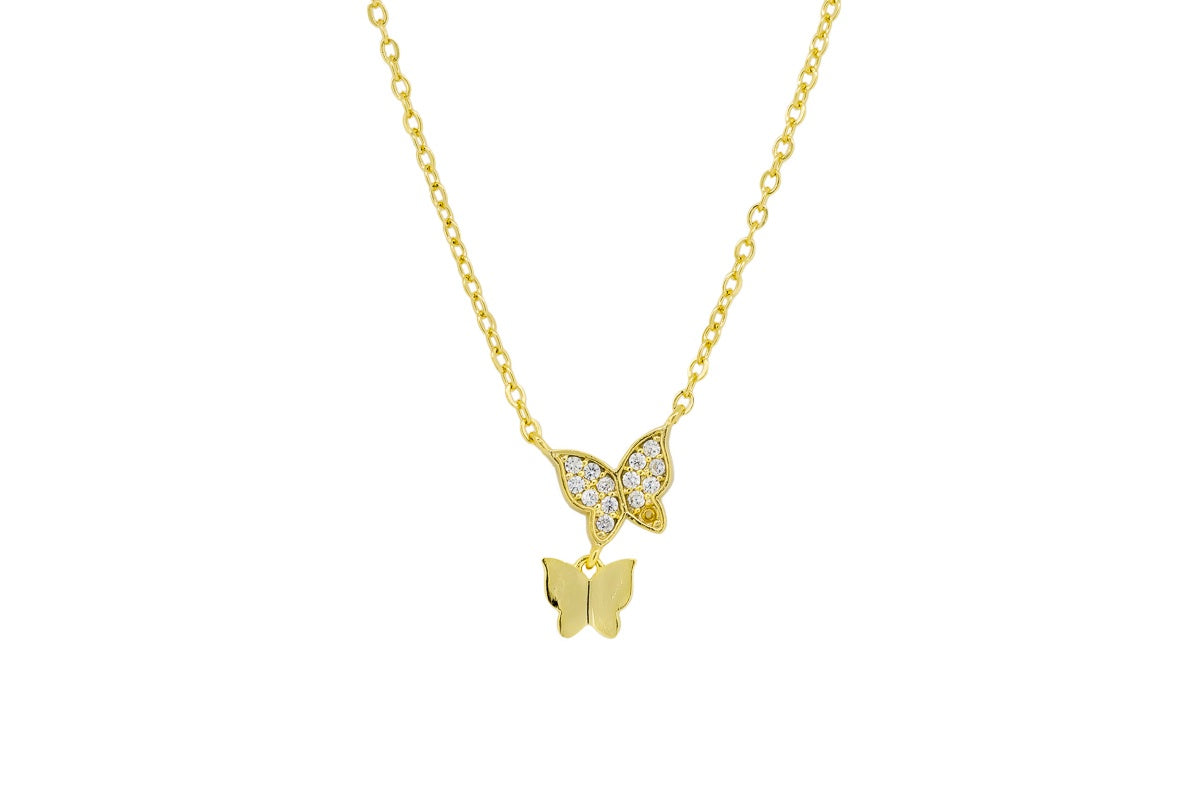 Juno Double Butterfly Necklace - Gold