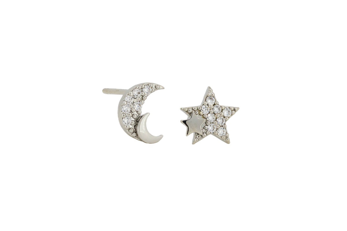 Night Sky Stud Earrings - Silver