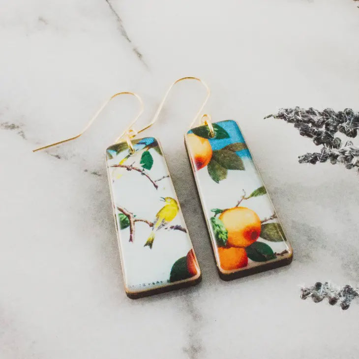 Tapered Rectangle Drop Earrings - Citrus Grove