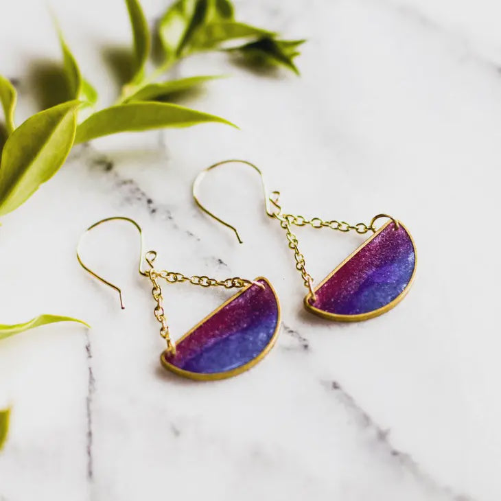 Mood Swings Brass Earrings - Twilight