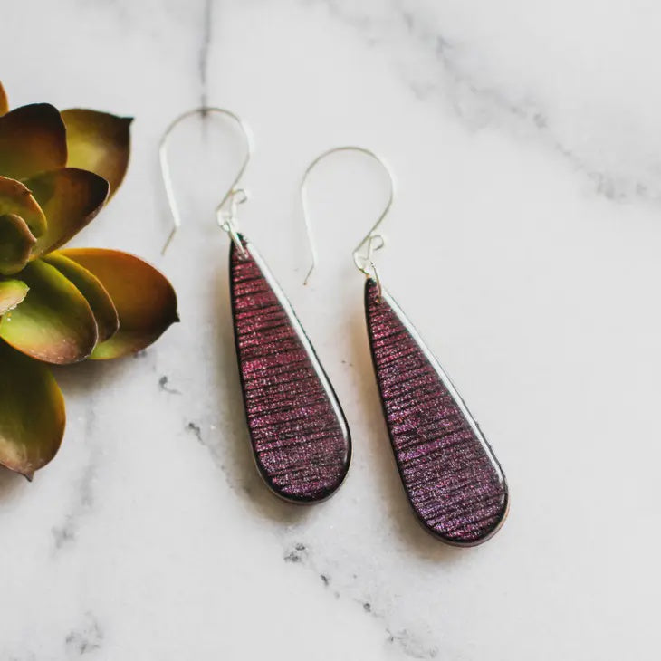 Teardrop Earrings - Purple Ombre Metallic