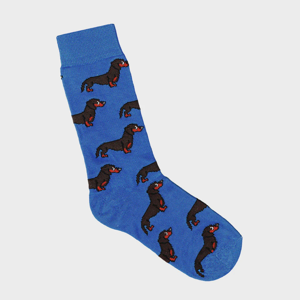 LAFITTE Socks - Dachshund - Blue  (W8-12, M6-11)