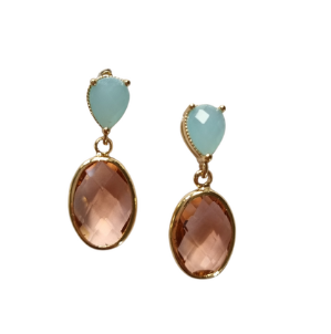 Baby Pink/Blue Diamond Earrings