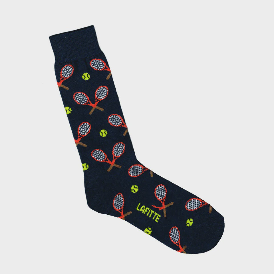 LAFITTE Socks - Tennis Racquets - Navy (W8-12, M6-11)