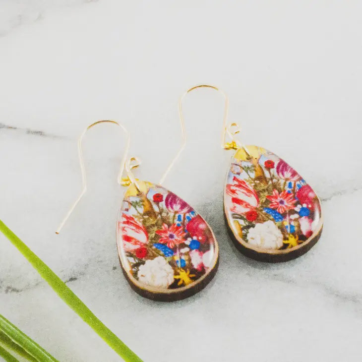 Petite Drop Earrings - Floral Bouquet