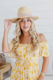 Straw Panama Hat With Rosewood Pink Ribbon