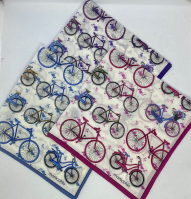 White Tin of 3 Handkerchiefs - Bikes
