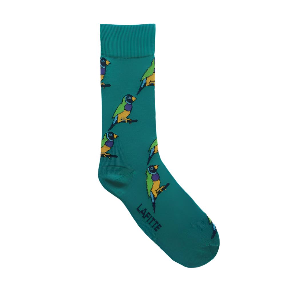 LAFITTE Bamboo Socks - Gouldian Finch - Jade (W8-12, M6-11)