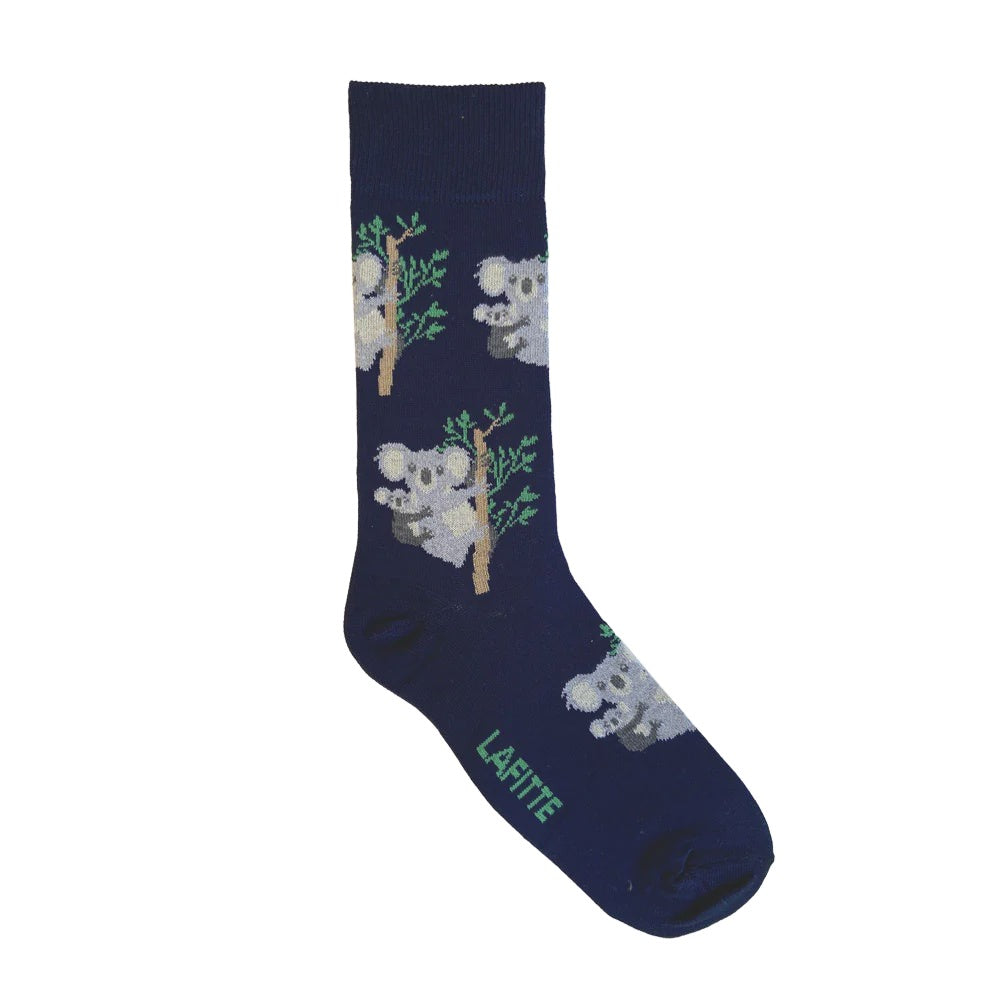 LAFITTE Bamboo Socks - Koala - Navy (W8-12, M6-11)