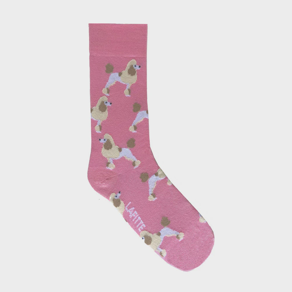 LAFITTE Socks - Poodles - Pink (W8-12, M6-11)