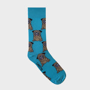 LAFITTE Socks - Pug - Aqua Blue (W8-12, M6-11)