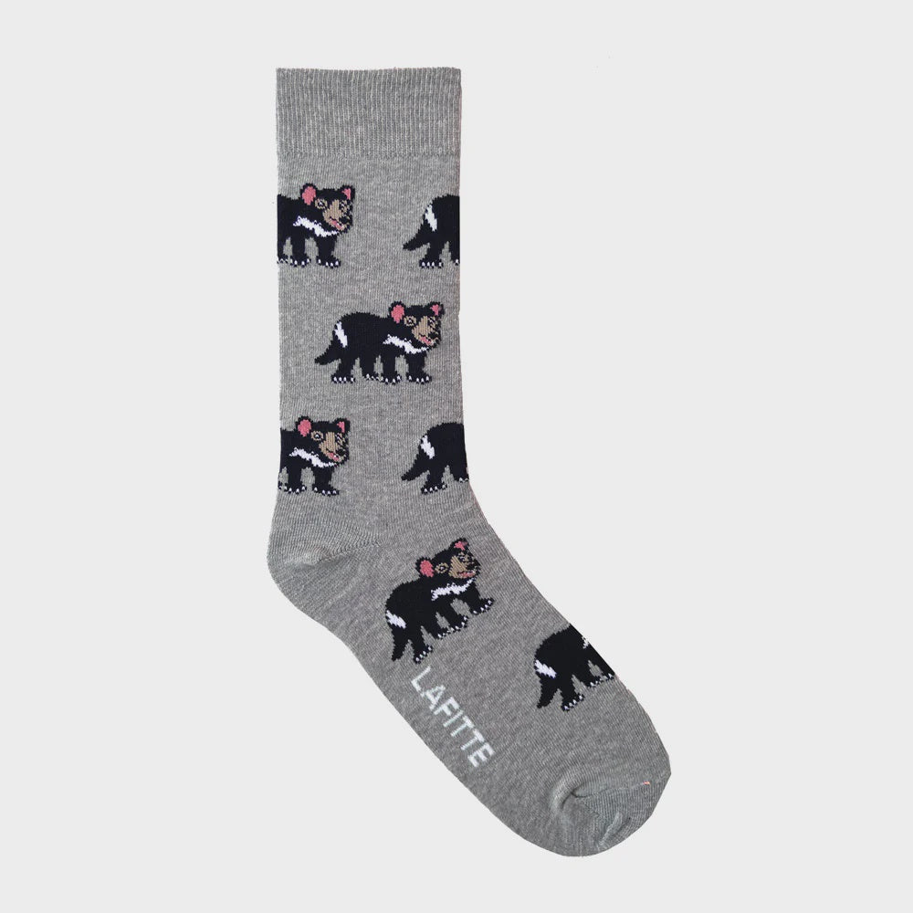 LAFITTE Socks - Tasmanian Devil - Marle Grey (W8-12, M6-11)