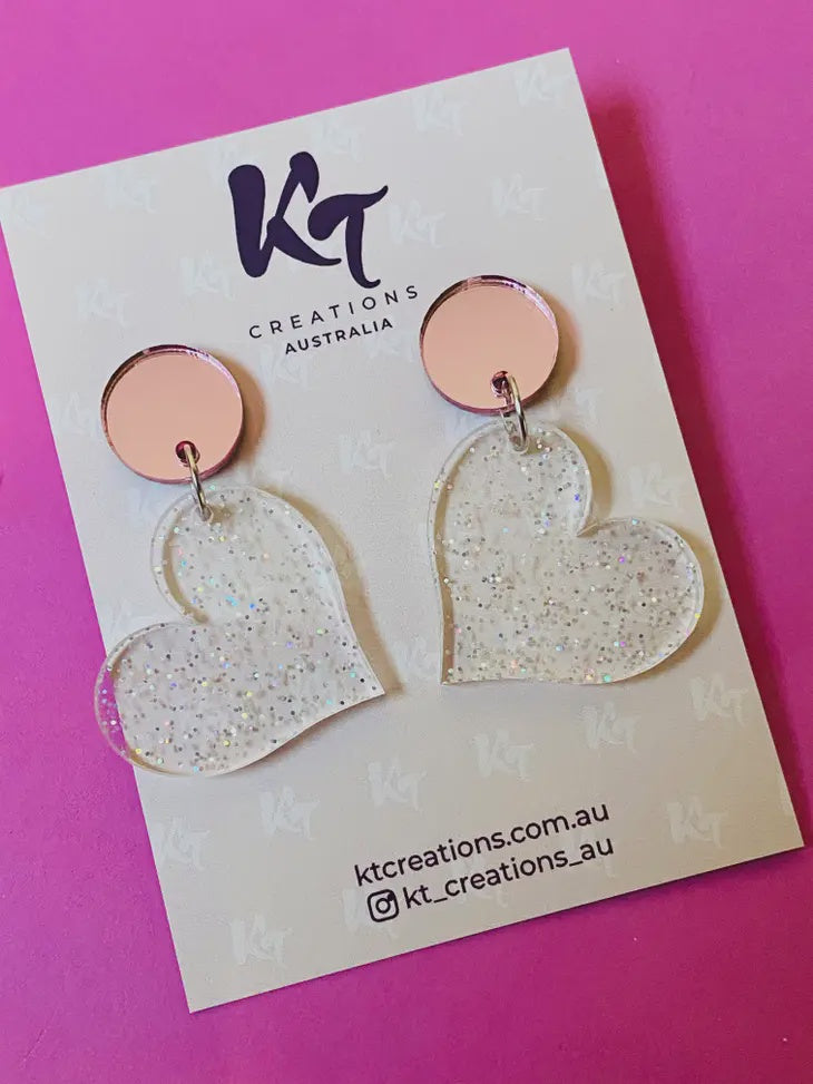 Fairy Dust Balloon Heart Acrylic Earrings