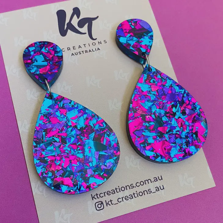 Double Drop Midnight Blue Acrylic Earrings