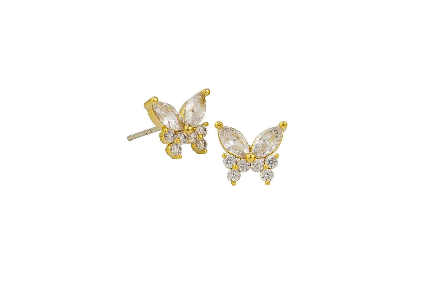 Apollo Crystal Butterfly Stud Earrings - Gold