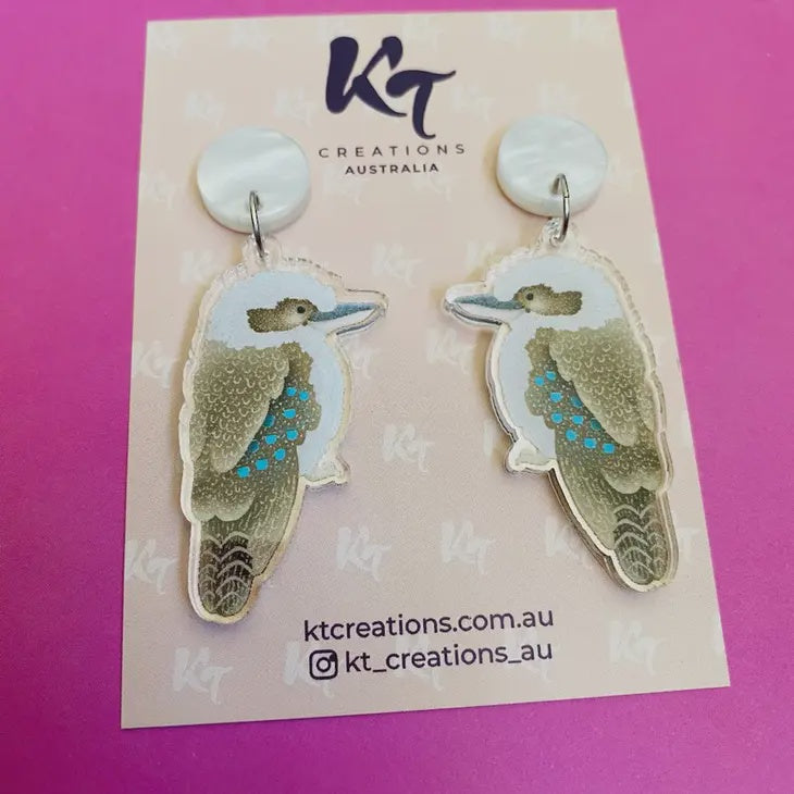 Kookie Kookaburra Printed Acrylic Dangle Earrings