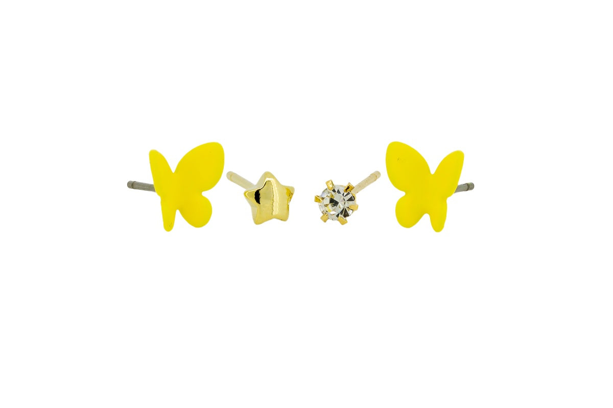 Lemon Kimmy Butterfly Double Stud Earring Set