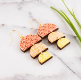 Triple Half Circle Stack Earrings - Red , Orange & Yellow