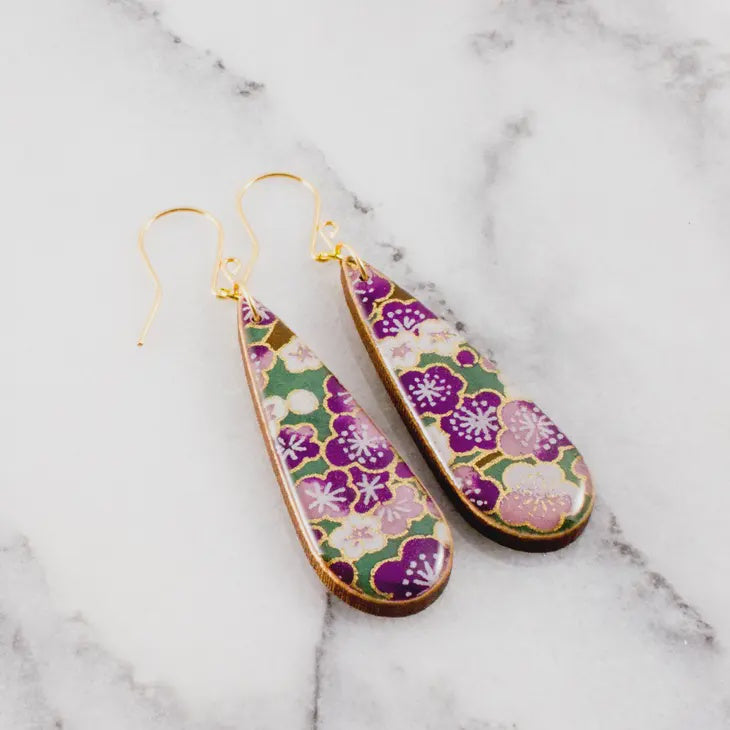 Teardrop Earrings - Plum Blossom