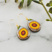 Petite Drop Earrings - Retro Sunflower