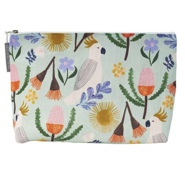 Linen Cosmetic Bag with Waterproof Lining - Bushwalk LG