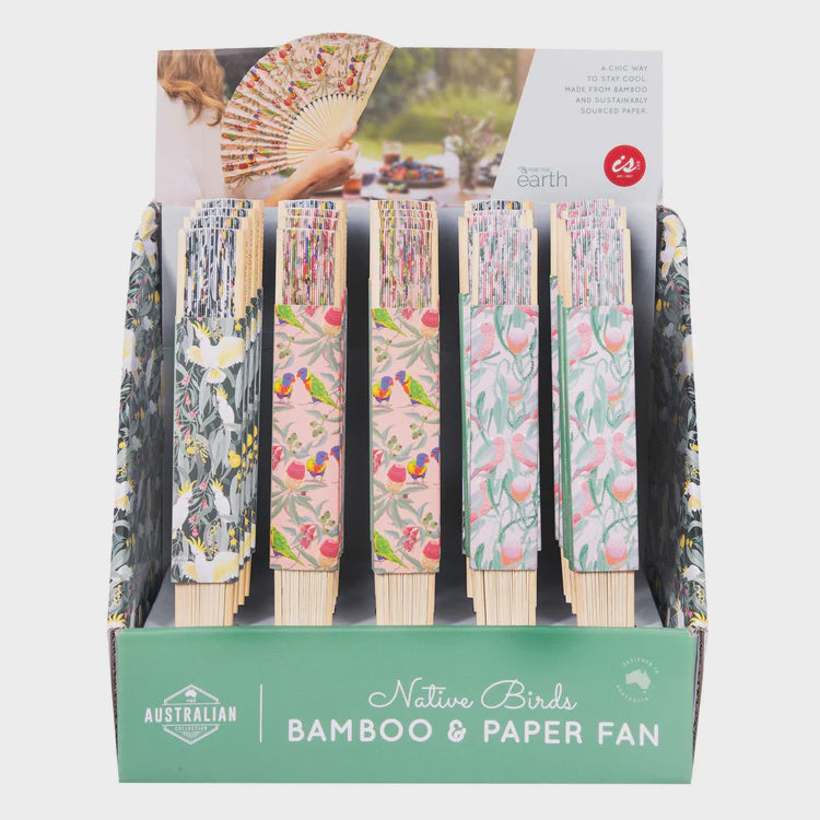 Bamboo and Paper Fans - Birds