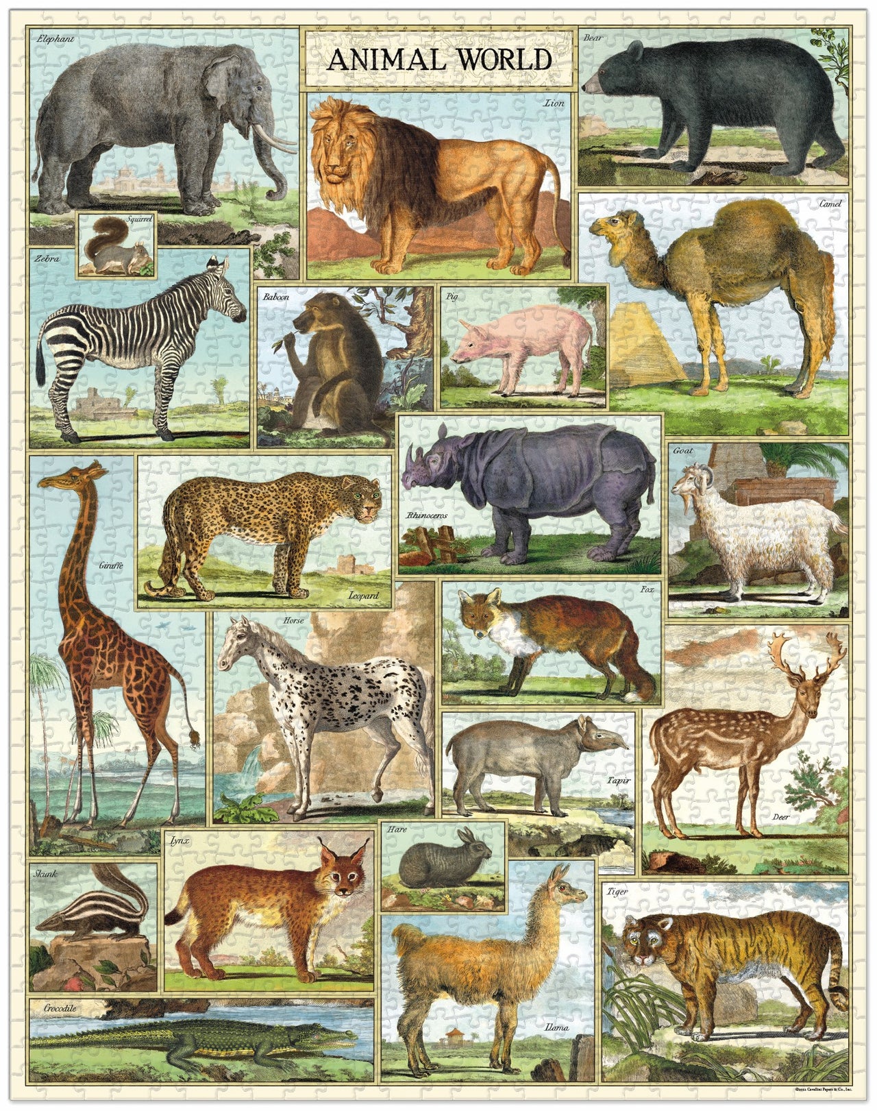1000pc Vintage Puzzle - Animal World