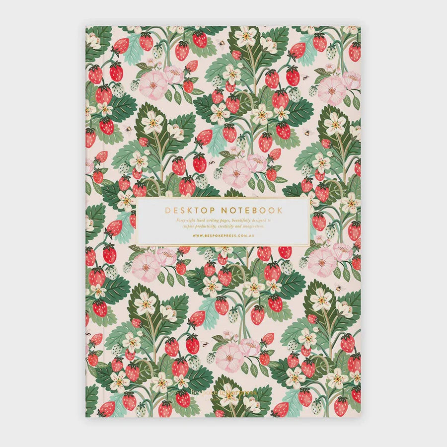 Strawberries Lined Desktop Notebook