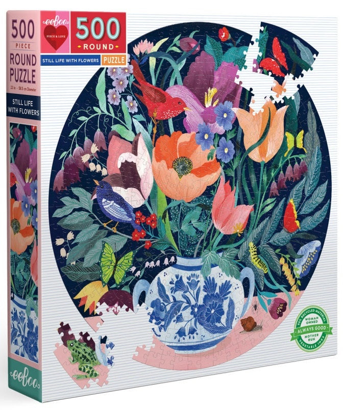 500pc Puzzle Round - Still Life with Flowers