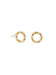 Rainbow Circle Stud Earrings - Gold