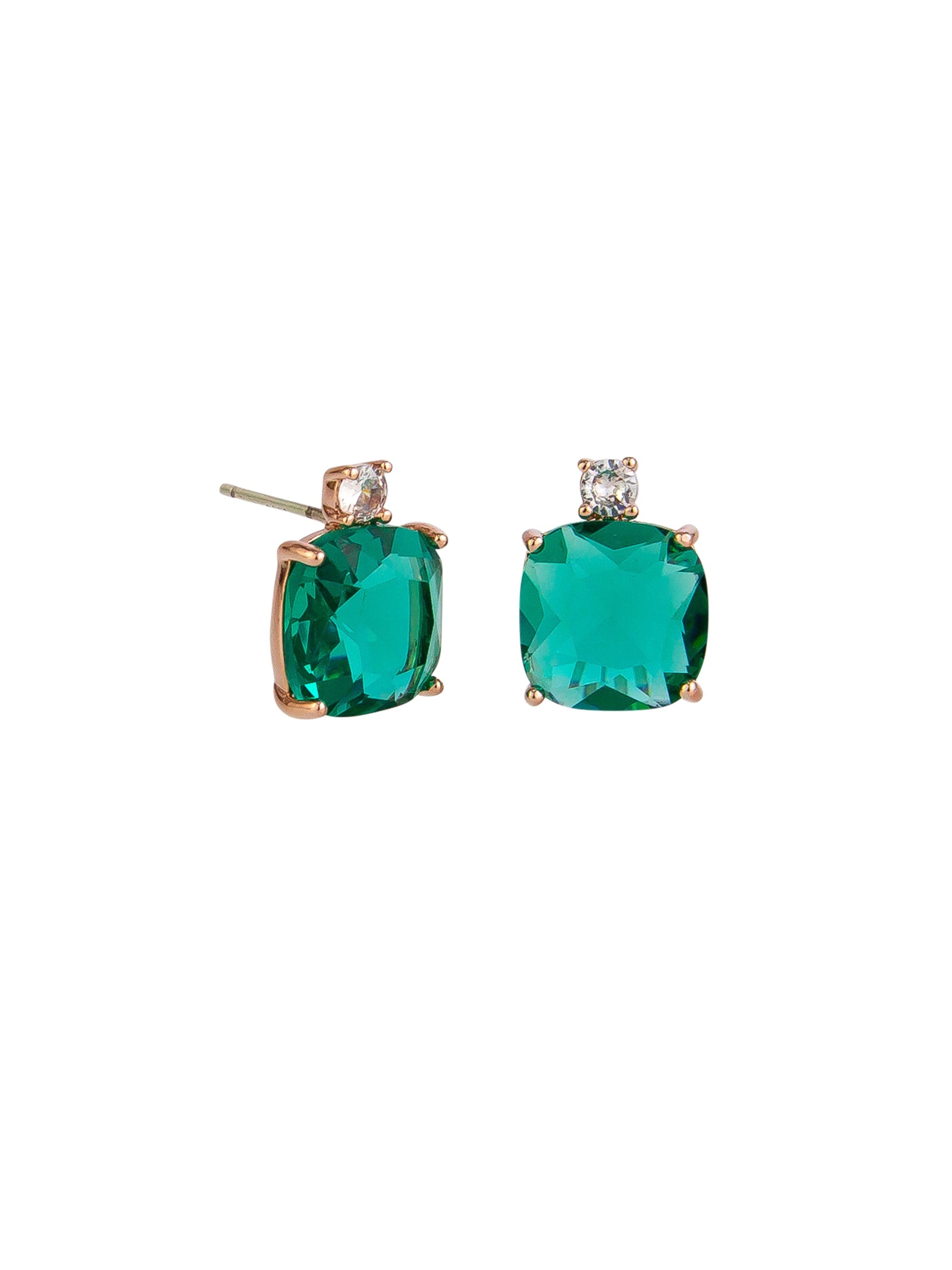 Perfume Stud Earrings, Green - Rose Gold