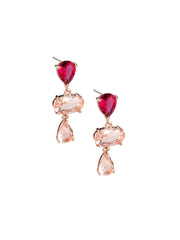 Autumn Nights Crystal Drop Stud Earrings - Rose Gold