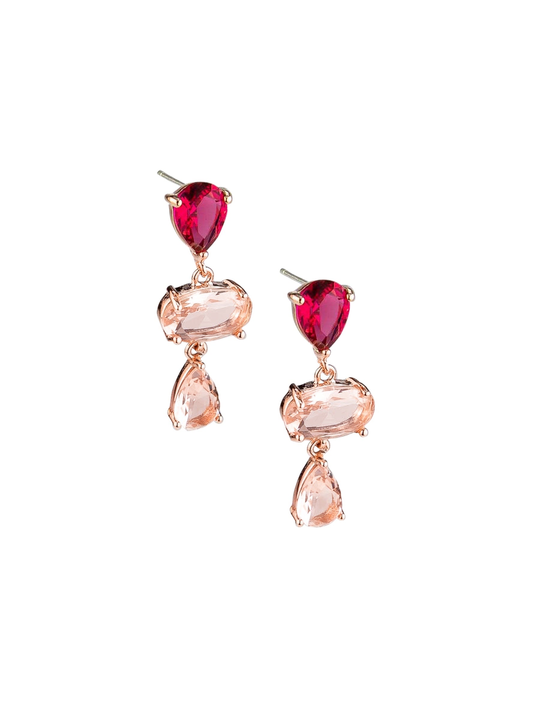 Autumn Nights Crystal Drop Stud Earrings - Rose Gold
