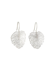 Monstera Small Drop Earrings - Silver